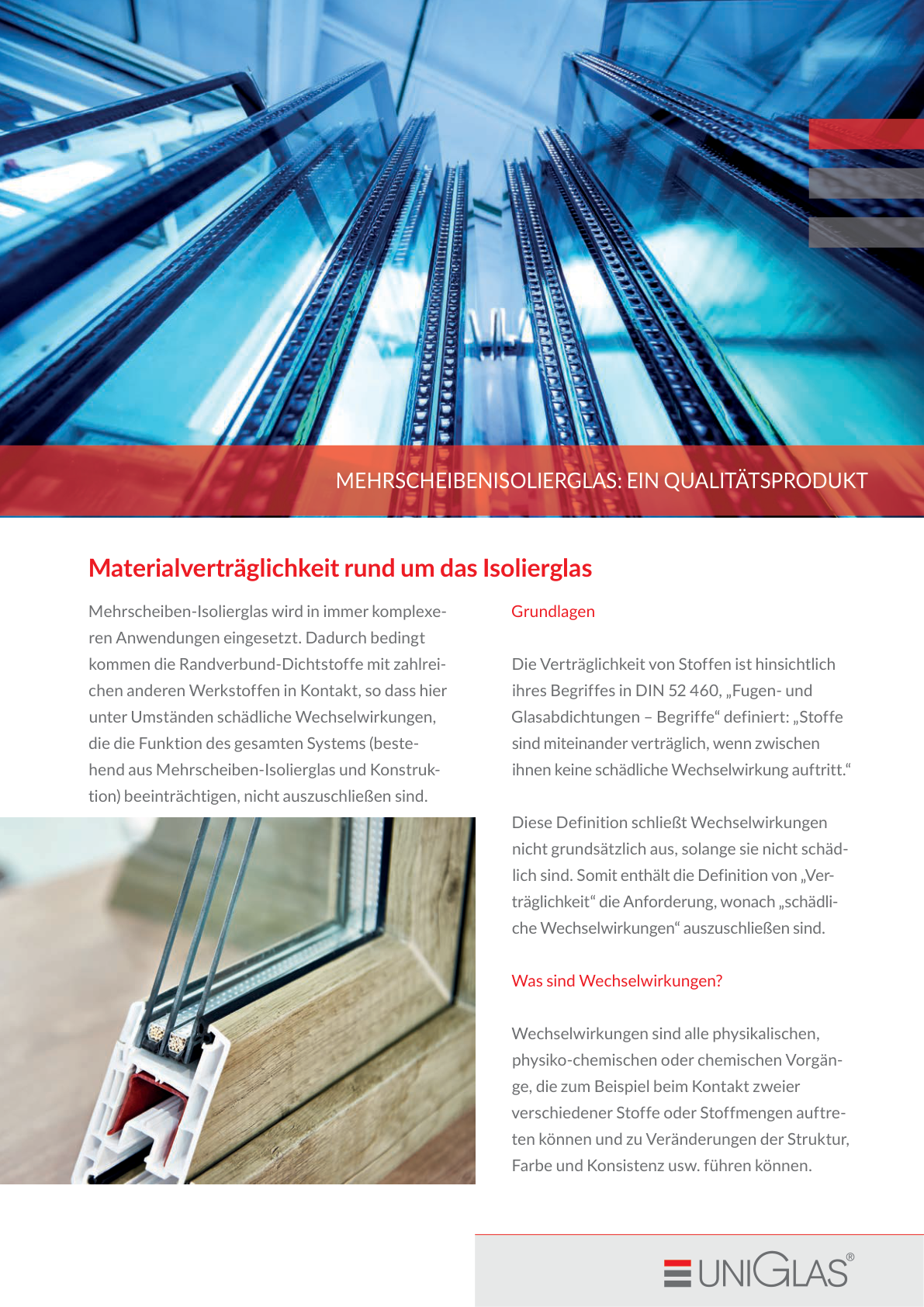 UNIGLAS® | INFORM – Materiaalcompatibiliteit rondom het isolatieglas (verkort)